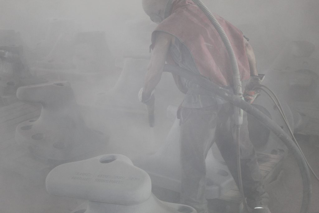 Prepping Steel Before Coating Bollards